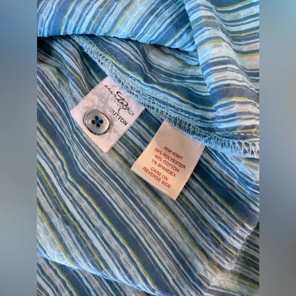 AVENTURA Women’s Blue Long Sleeve Button Up Blouse Large Stripe Detail - Picture 8 of 11